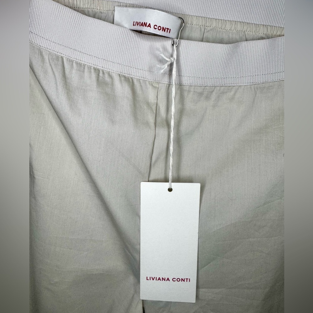 NWT Liviana Conti Elastic Waist Cropped Cotton Pant | Italy Size 48/US Size 10 - Picture 3 of 7